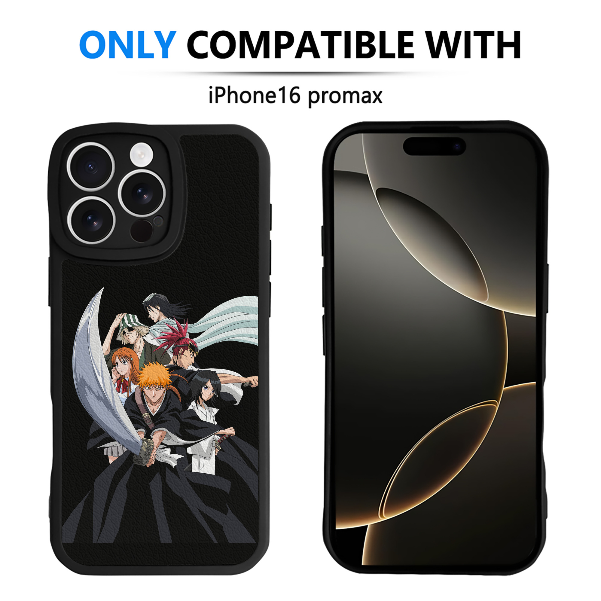 ブリーチ 黒崎一護（くろさき いちご）BLEACH Kurosaki Ichigo 【iPhone 16シリーズ対応】シリコンスマホケース（レザー調） 材質：シリコン